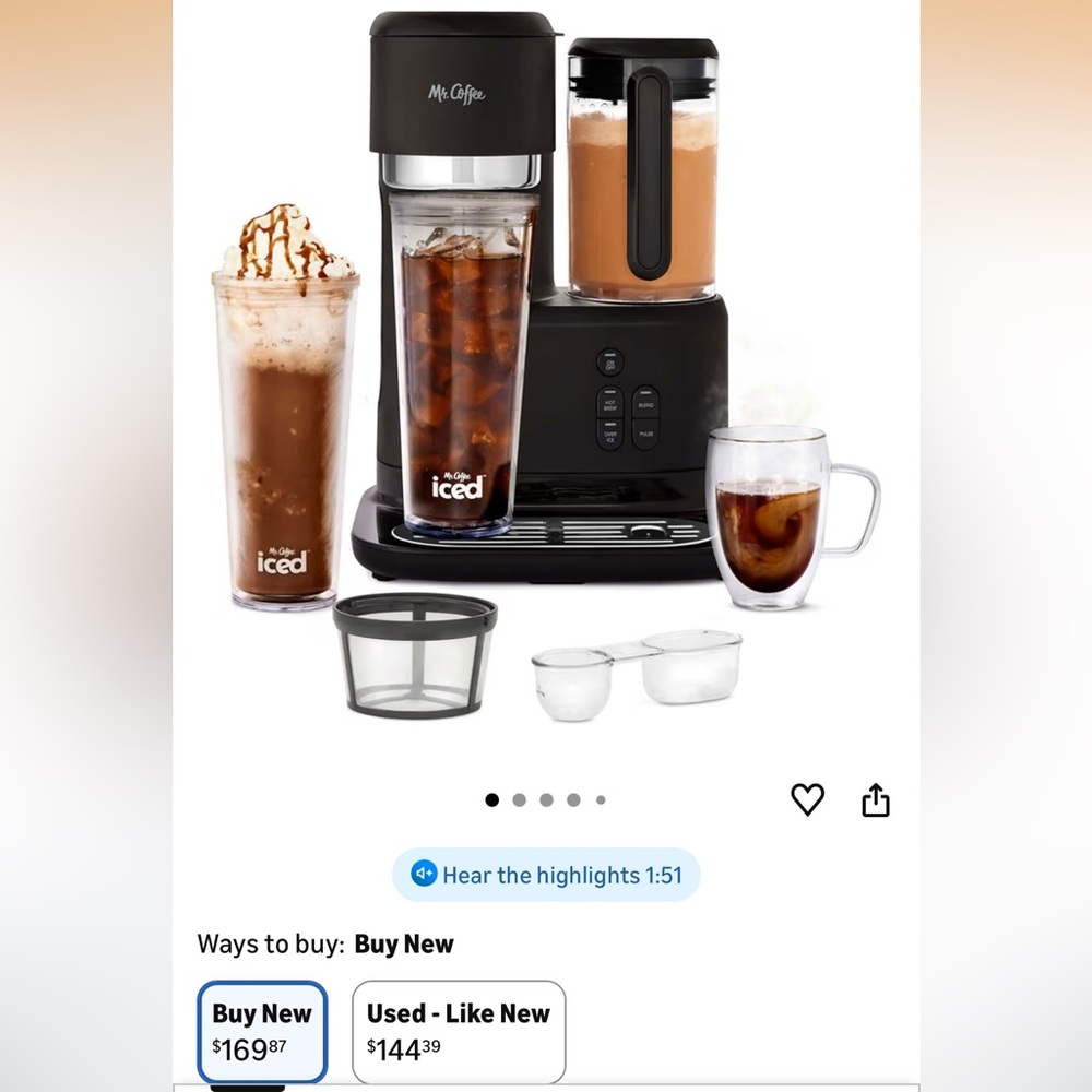 Mr. Coffee Black 3 in 1 Coffee Maker. Hot, Iced or Frappes with 3 Original Cups! - Picture 9 of 12